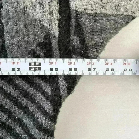 Prana Celandine Cardigan Wrap Sweater Wool Knit Grey Black Print Size Medium - Picture 13 of 16